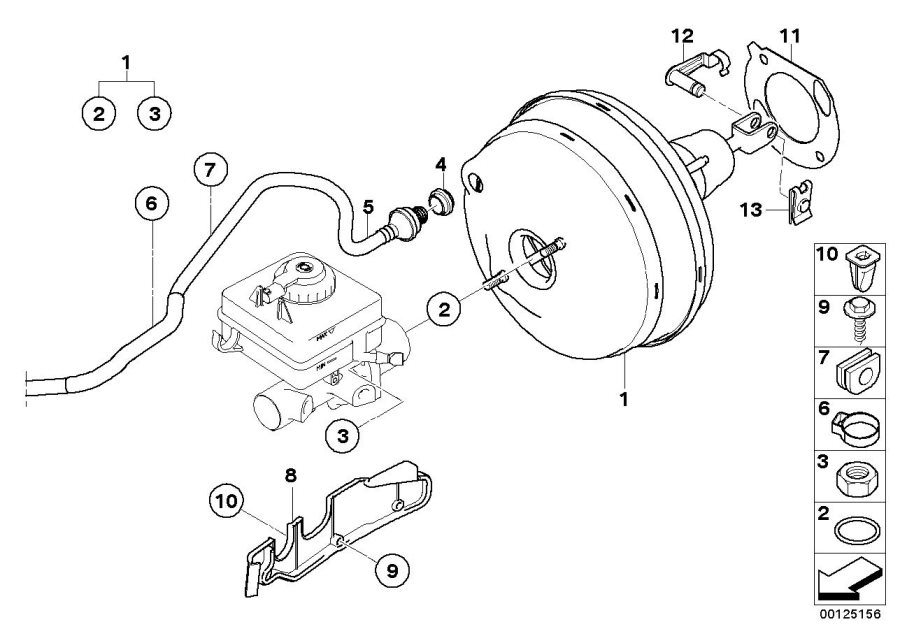 2002 BMW 525i Seal, brake booster. Pedal, Assembly, Spring ...