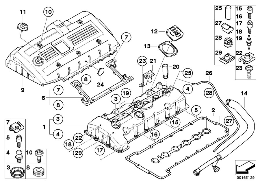 2008 BMW 328i Ignition coil covering. Cylinder, head, engine