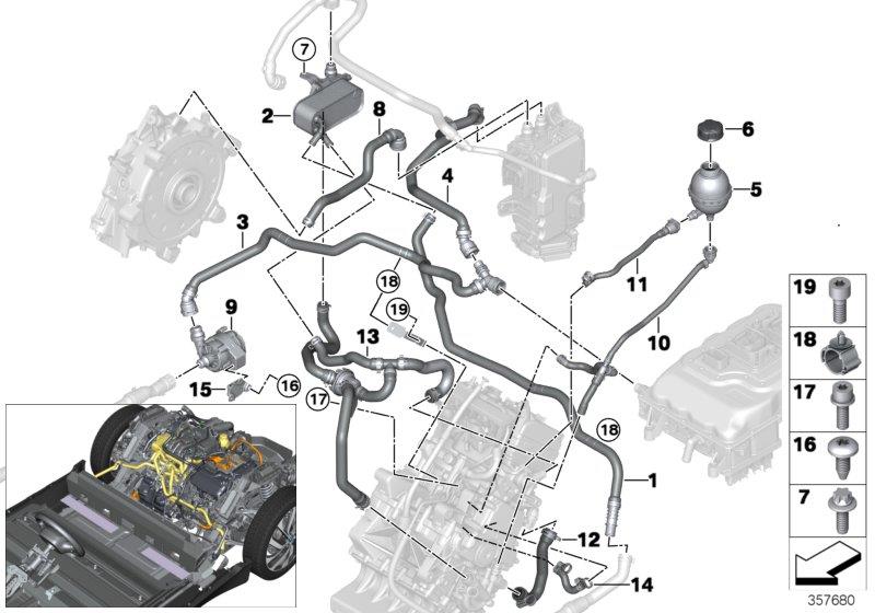 2016 BMW i3 60Ah Rex Holder, coolant line - 17127636410 ...