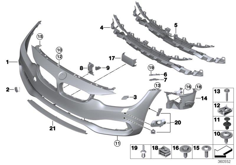 51117435789 - BMW Insert, air intake, center. LINES. Front ...