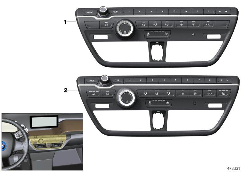 2014 BMW i3 60Ah Radio and climate control panel. °F ...