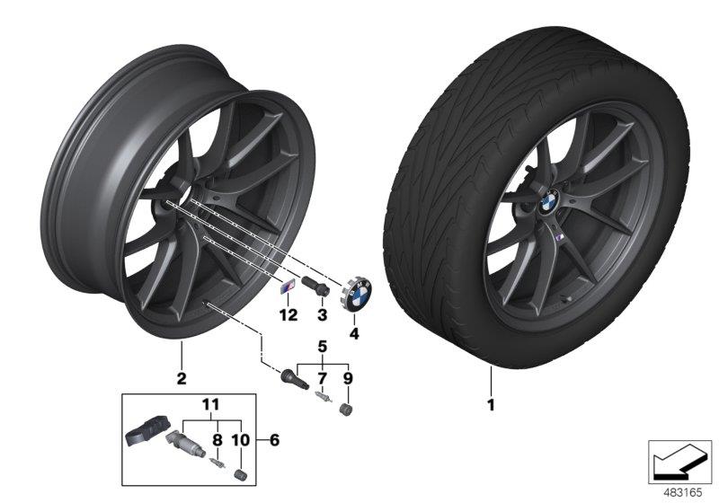 36118053421 - BMW Disk wheel, light-alloy, black matt. 9JX19 ET:29